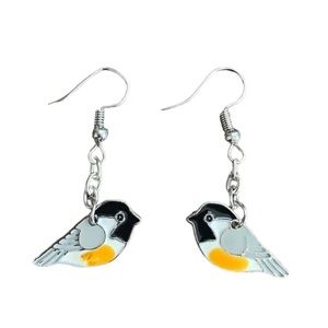 Colorful and Silver Bird Drop Earrings